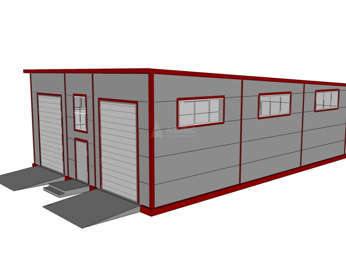 3D визуализация Проект гаража с двумя боксами из сэндвич-панелей - фото 7