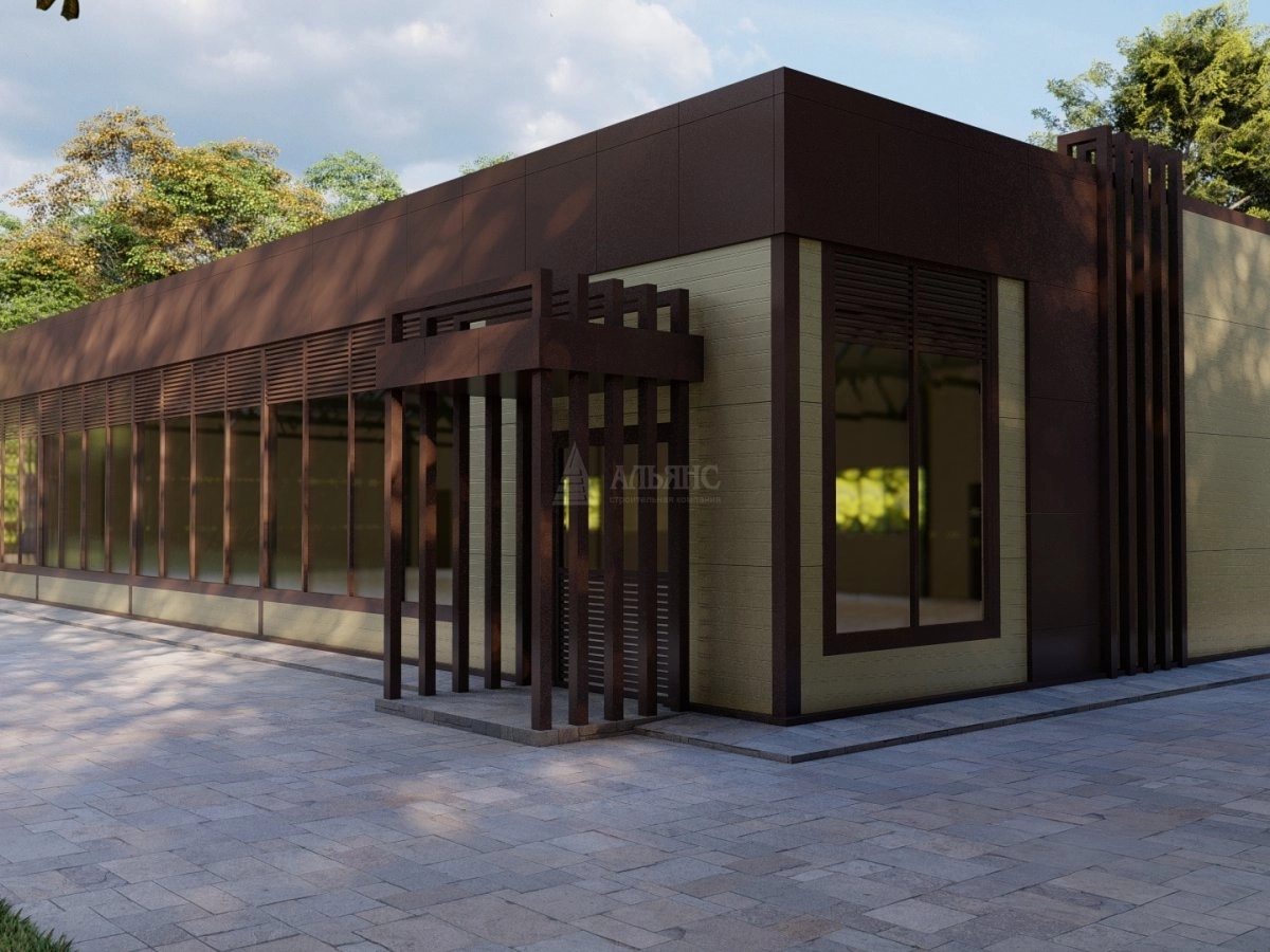 3D визуализация Проект магазина из сэндвич-панелей - фото 2